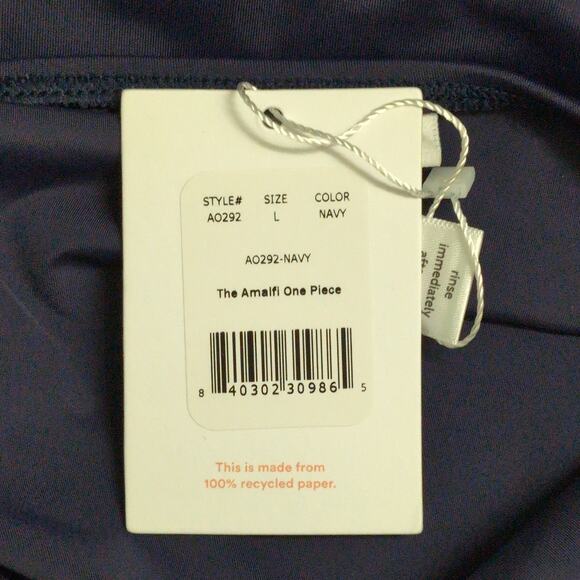 Andie Amalfi One Piece Navy Blue Scoop Neck Adjustable Straps Swim Size L New - Picture 10 of 10